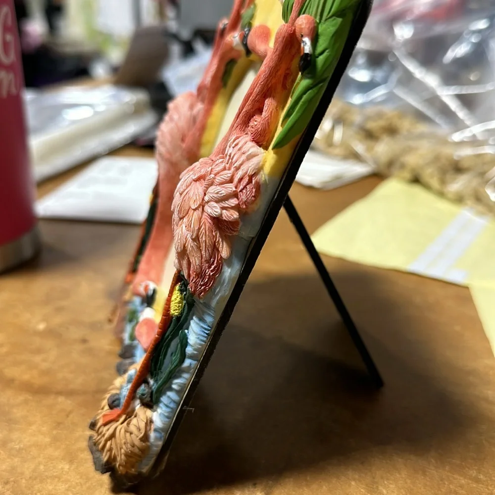 Photo Frame Flamingo 3D Colorful Holds 3-1/2